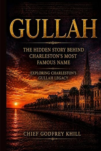 Educational book cover representing Gullah Geechee Culture, Gullah Language and Origins, and Charleston Slave Trade History