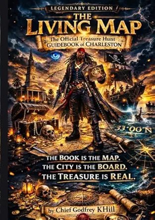 Pirate-themed book cover featuring treasure map and pirate.
